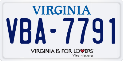 VA license plate VBA7791