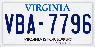 VA license plate VBA7796