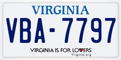 VA license plate VBA7797