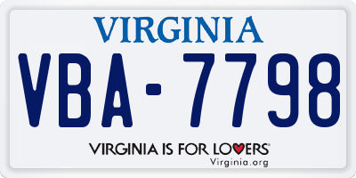 VA license plate VBA7798
