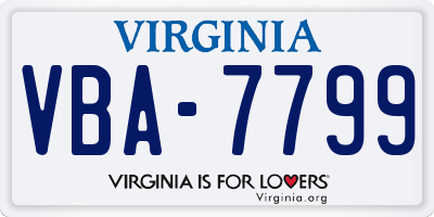 VA license plate VBA7799