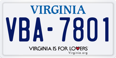 VA license plate VBA7801