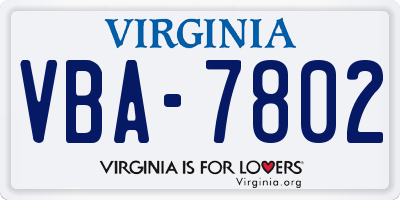 VA license plate VBA7802