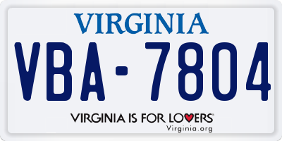 VA license plate VBA7804