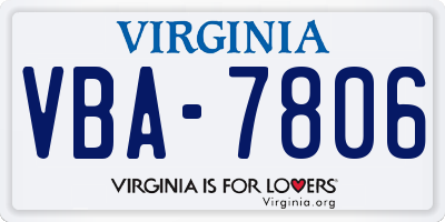 VA license plate VBA7806