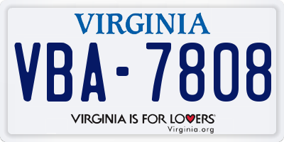 VA license plate VBA7808