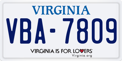 VA license plate VBA7809
