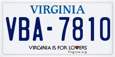 VA license plate VBA7810