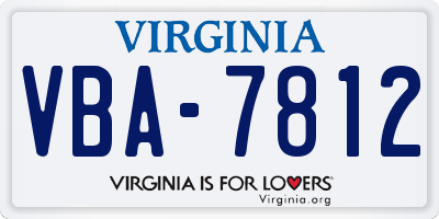 VA license plate VBA7812