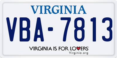 VA license plate VBA7813