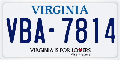 VA license plate VBA7814