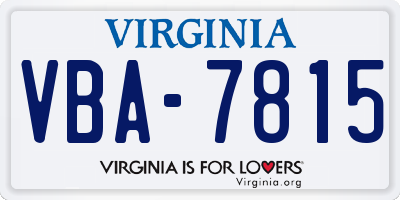 VA license plate VBA7815