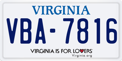 VA license plate VBA7816