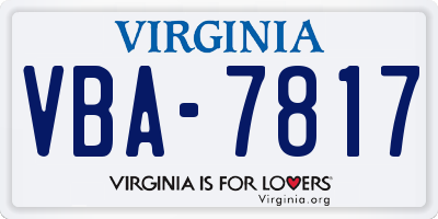 VA license plate VBA7817