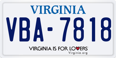 VA license plate VBA7818