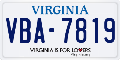 VA license plate VBA7819