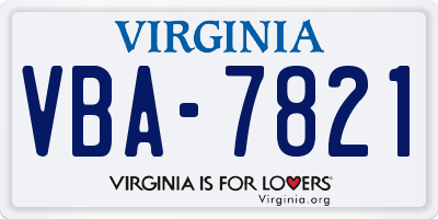 VA license plate VBA7821