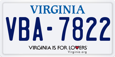VA license plate VBA7822