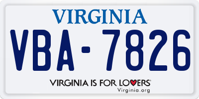VA license plate VBA7826
