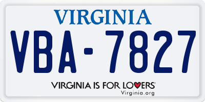 VA license plate VBA7827