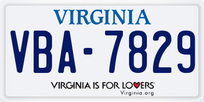 VA license plate VBA7829