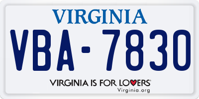 VA license plate VBA7830