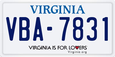 VA license plate VBA7831