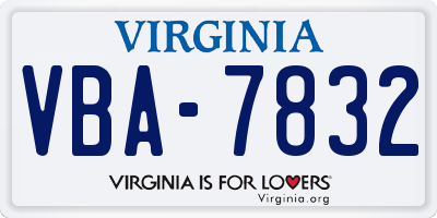 VA license plate VBA7832