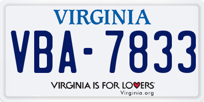 VA license plate VBA7833