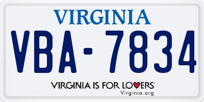 VA license plate VBA7834