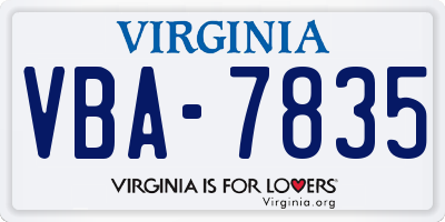 VA license plate VBA7835