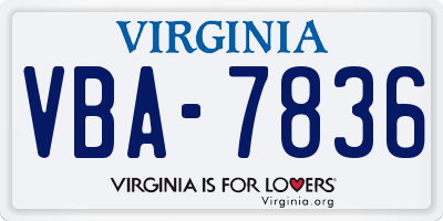VA license plate VBA7836