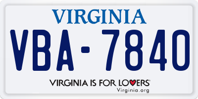 VA license plate VBA7840