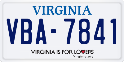 VA license plate VBA7841
