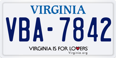 VA license plate VBA7842
