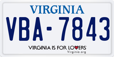 VA license plate VBA7843
