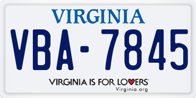 VA license plate VBA7845