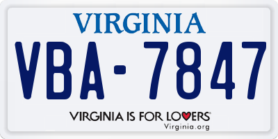 VA license plate VBA7847