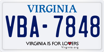 VA license plate VBA7848