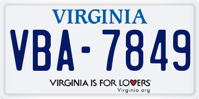VA license plate VBA7849