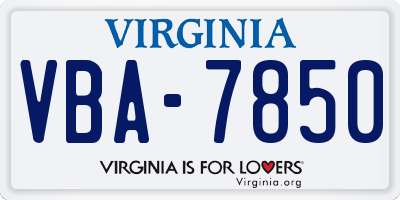 VA license plate VBA7850