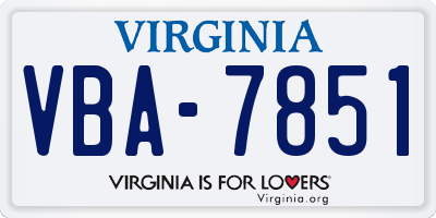 VA license plate VBA7851