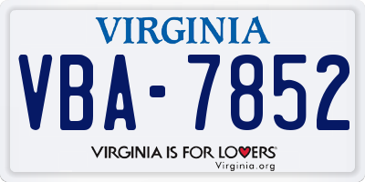 VA license plate VBA7852