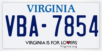 VA license plate VBA7854