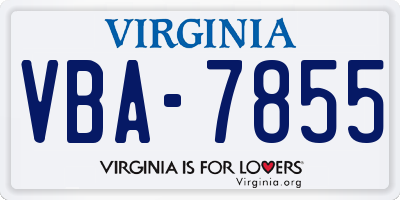 VA license plate VBA7855
