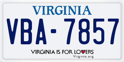 VA license plate VBA7857