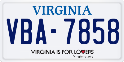 VA license plate VBA7858