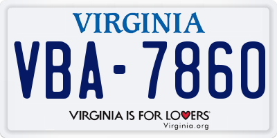 VA license plate VBA7860