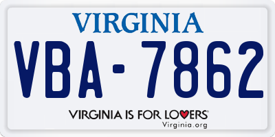 VA license plate VBA7862
