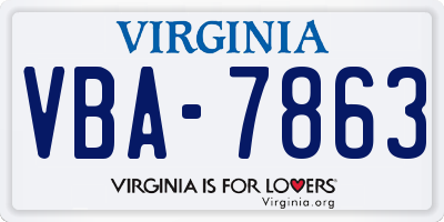 VA license plate VBA7863